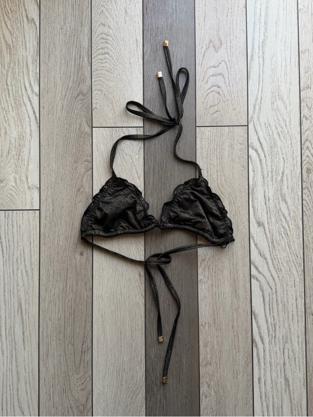 Dolcessa black and gold sparkles Bikini Top - Women Intimates size M